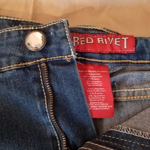 Red Rivet Denim Shorts